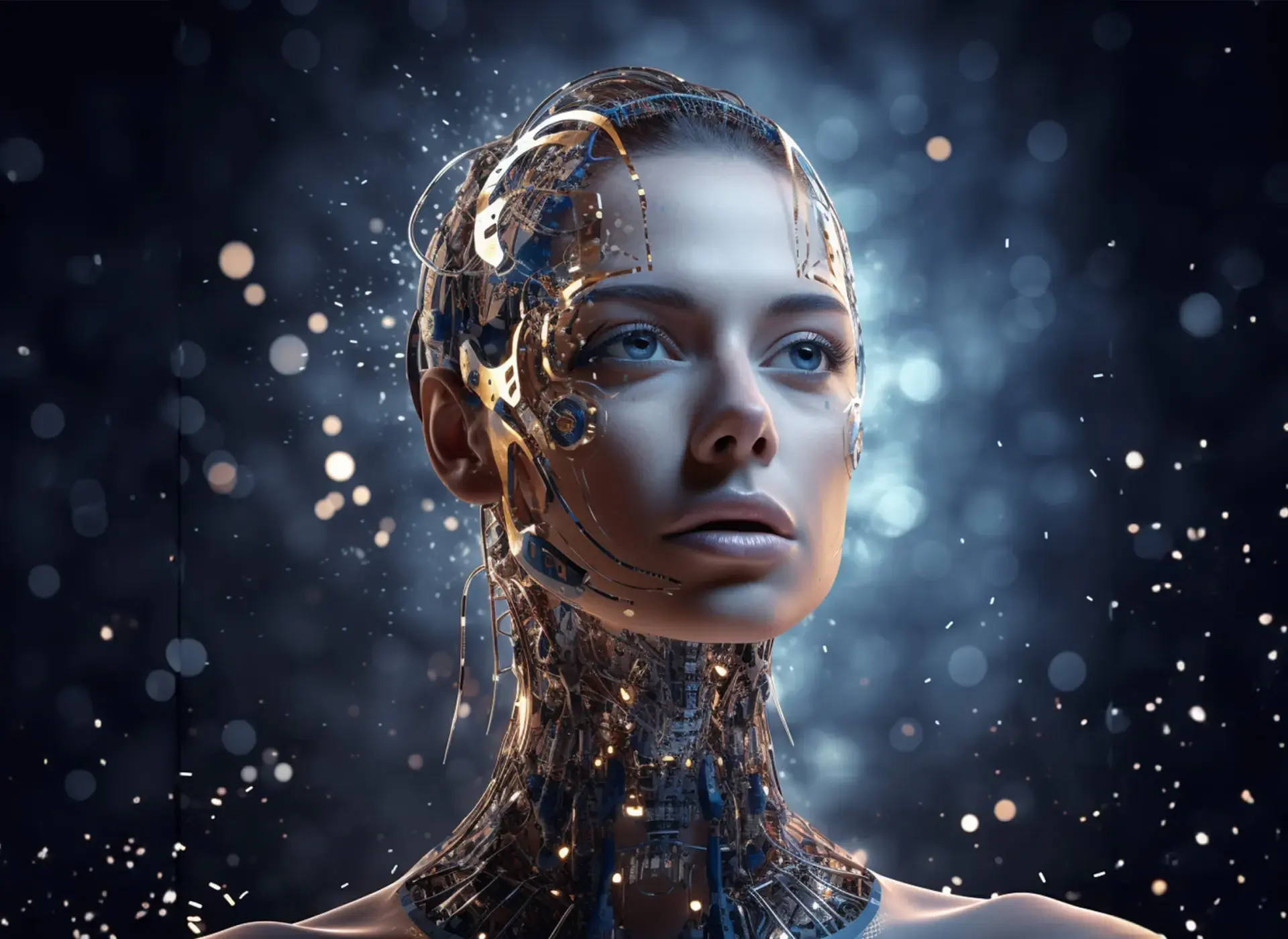 AI generated image of a robotic human head